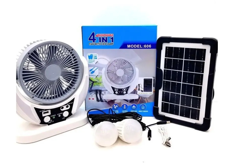 Портативний вентилятор 4в1 із сонячною панеллю (606) - мініатюра 5