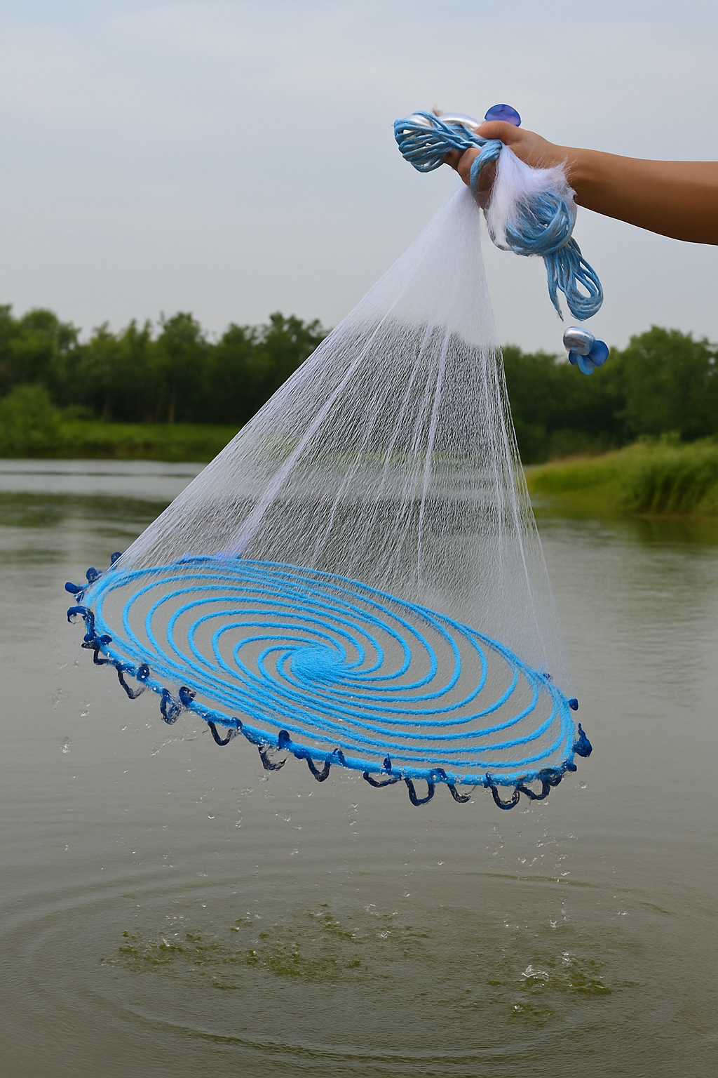 Американська кастингова сітка 1,5 м з кільцем • Парашутна сітка Фрісбі з ліски, комірка 12 мм