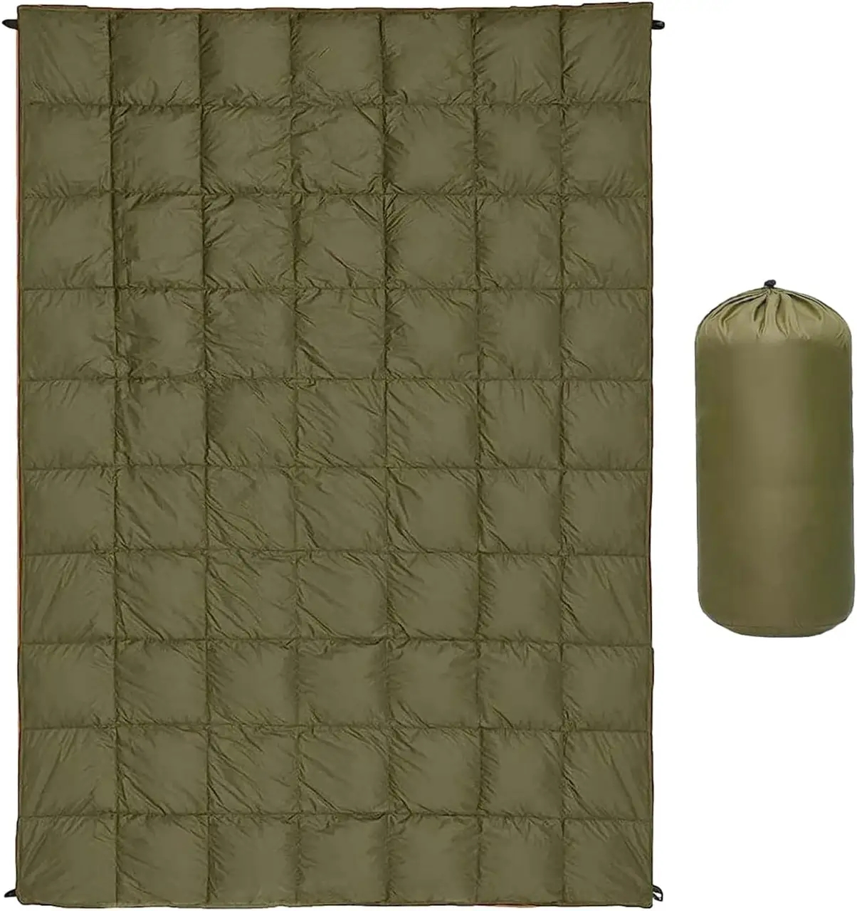 Пухова похідна ковдра 200×140 см у чохлі • Водонепроникне туристичне покривало для кемпінгу та автоподорожей