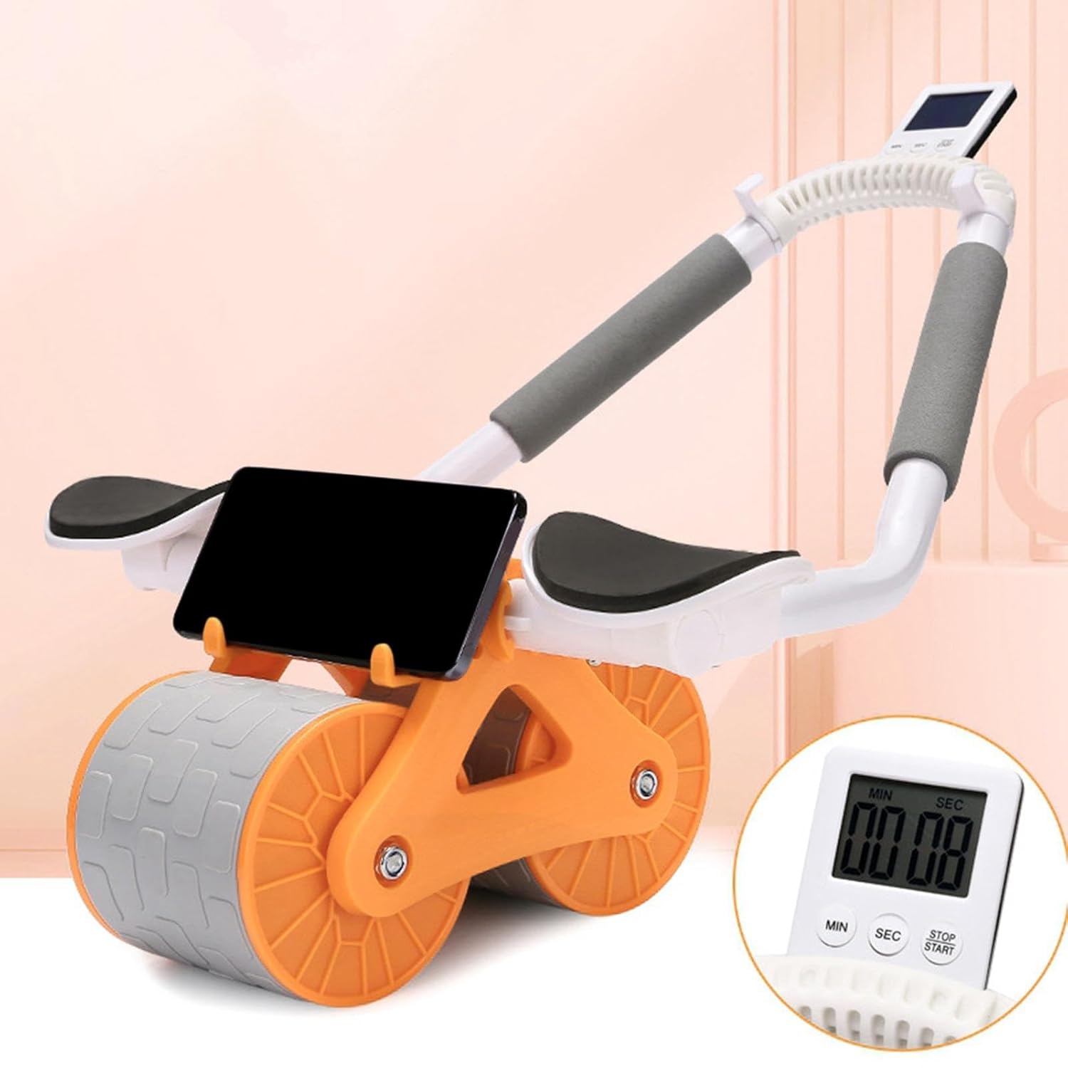 Тренажер-ролик для мышц пресса с упором для локтей и таймером - мініатюра 5