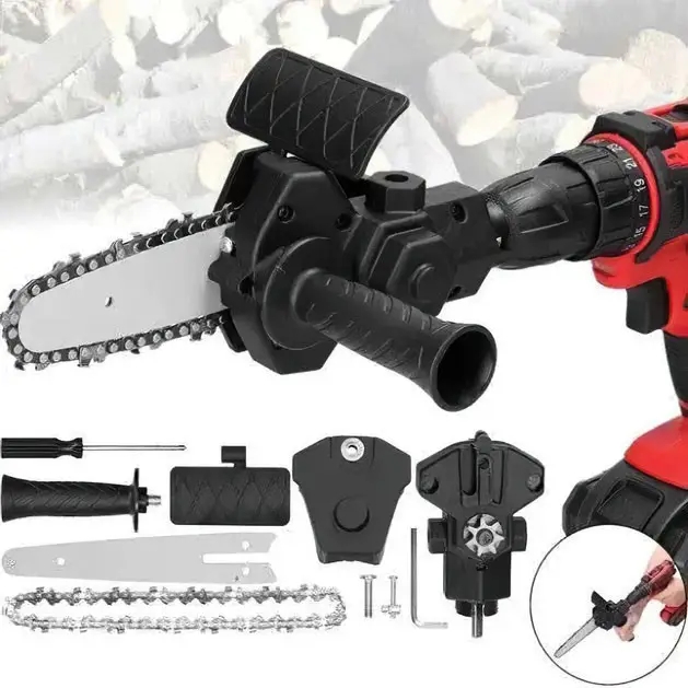 Цепна насадка-пила 4" для дриля і шуруповерта • Універсальний адаптер для різання деревини