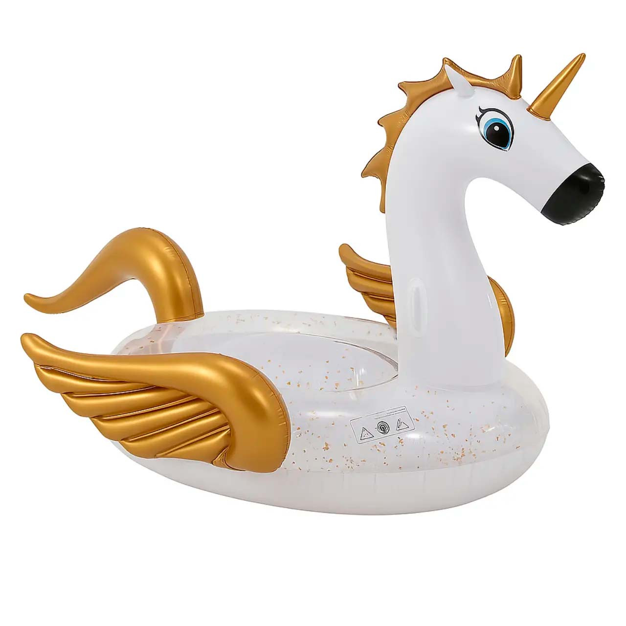 Надувне коло Єдиноріг 250×250×130 см із золотими крилами • Стильне коло-пегас для плавання в басейні та фотосесій