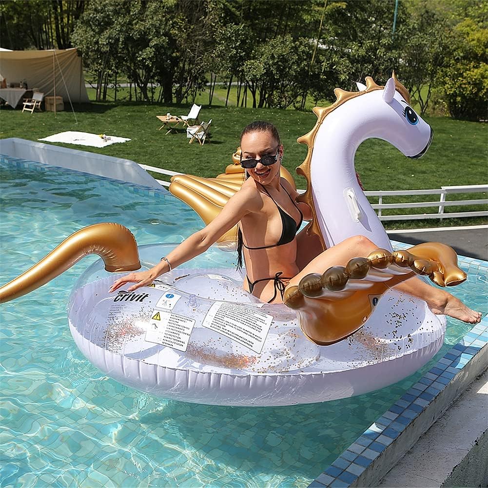 Надувне коло Єдиноріг 250 x 250 x 130 см із золотими крилами для басейну та відпочинку - мініатюра 5