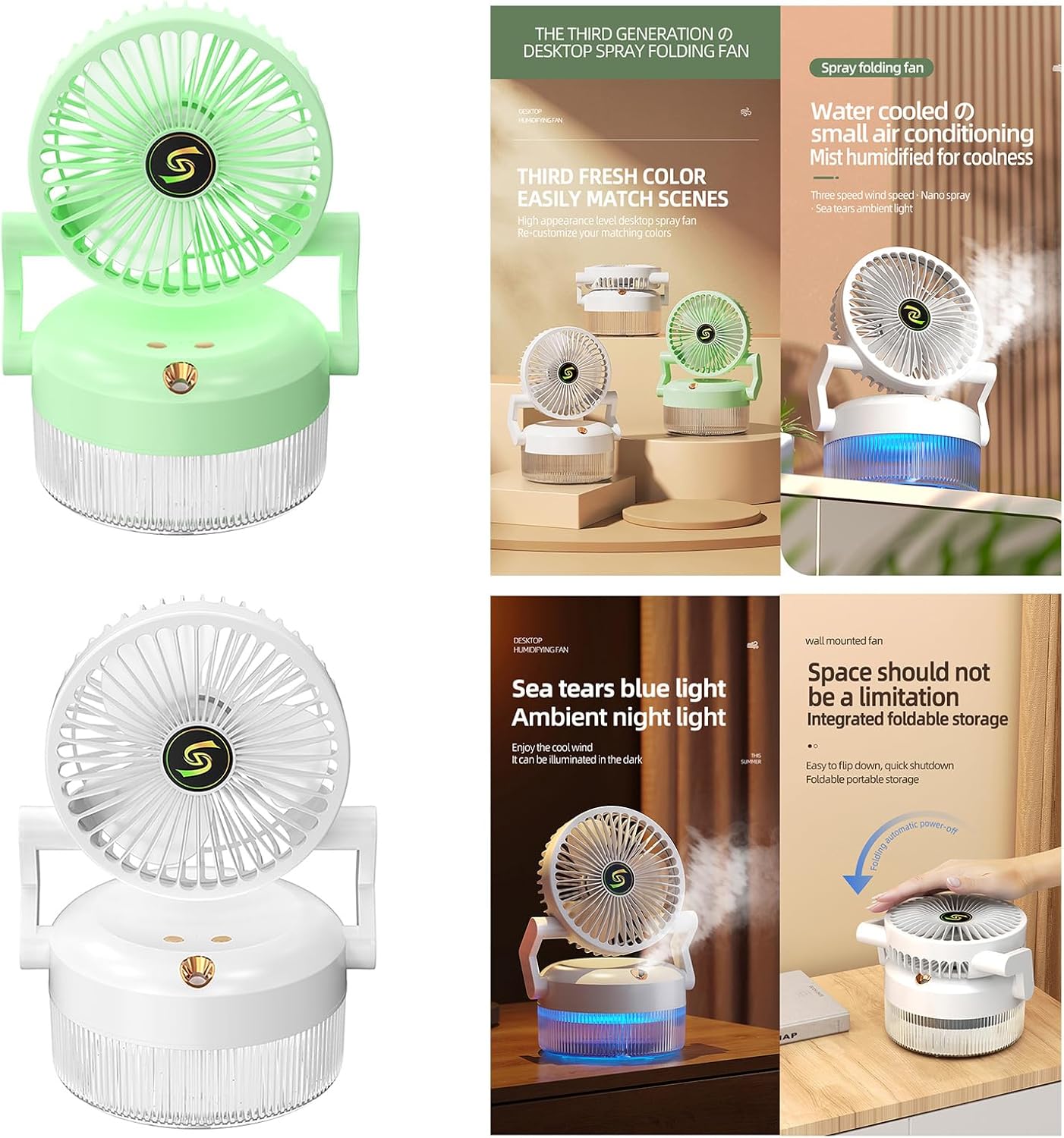 Портативний вентилятор-розпилювач з 3 режимами обдуву Fan 1317 - мініатюра 5