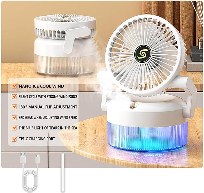 Портативний вентилятор-розпилювач з 3 режимами обдуву Fan 1317 - мініатюра 9
