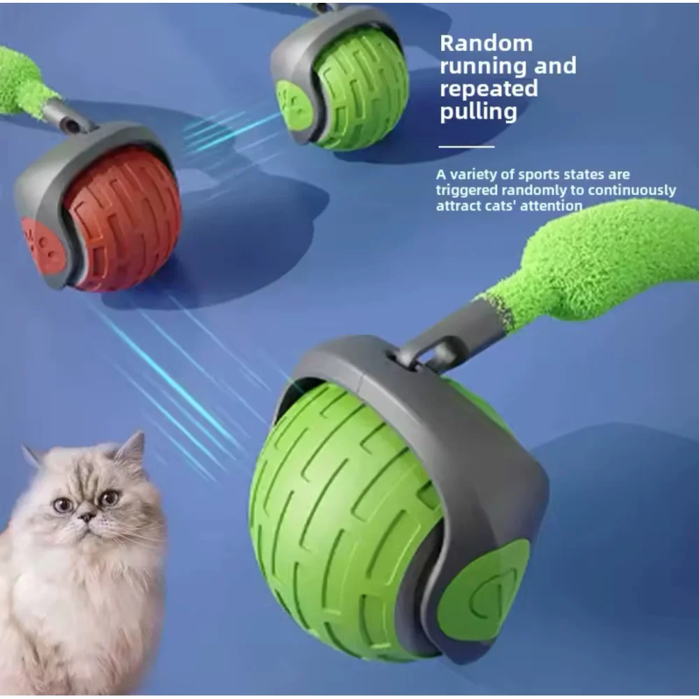 Інтерактивна іграшка для котів з обертовим хвостом і автоматичним рухом • Розумний м’яч з двома швидкостями та зарядкою Type-C