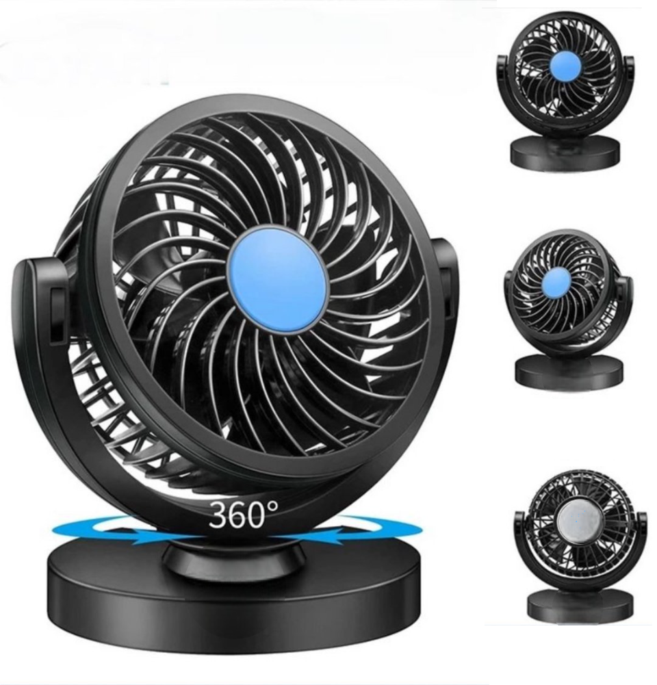 Автомобільний вентилятор 12V від прикурювача з поворотом на 360° - мініатюра 2