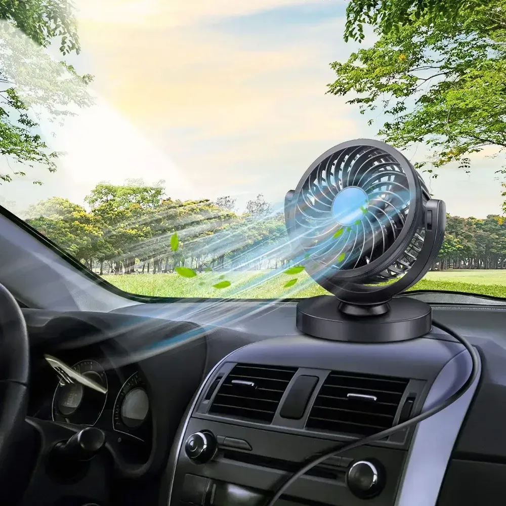 Автомобільний вентилятор 12V від прикурювача з поворотом на 360° - мініатюра 4