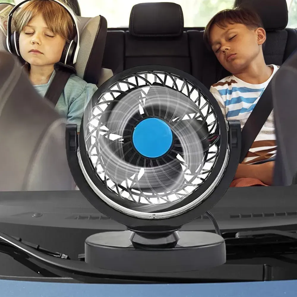 Автомобільний вентилятор 12V від прикурювача з поворотом на 360° - мініатюра 5