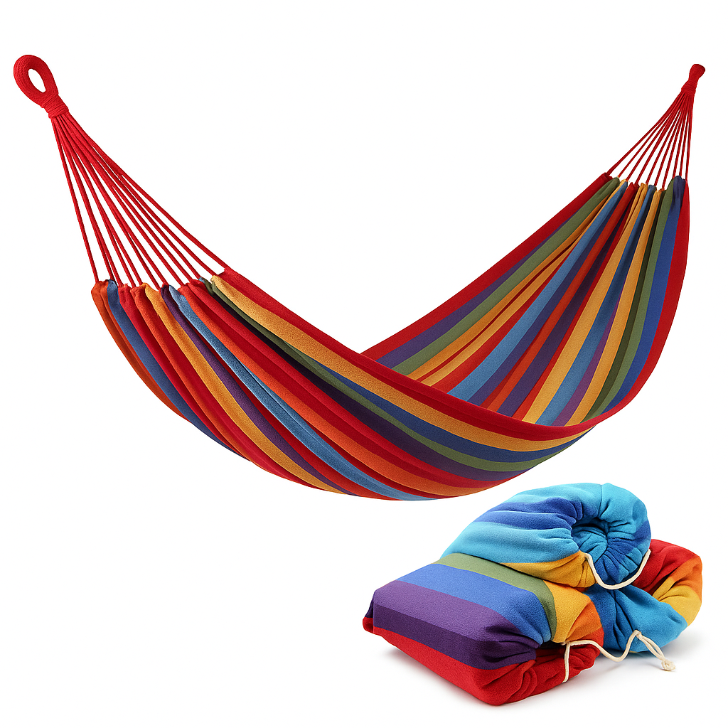 Гамак садовий двомісний 150×200 см • Бавовняний підвісний гамак для дачі будинку та відпочинку на природі