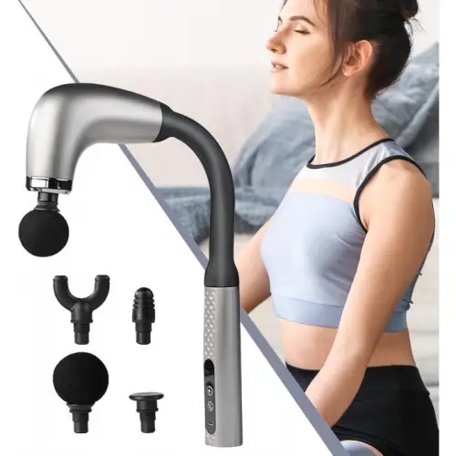 Масажер з 4 насадками MP-930 • Перкусійний вібромасажер U-подібної форми для спини та тіла