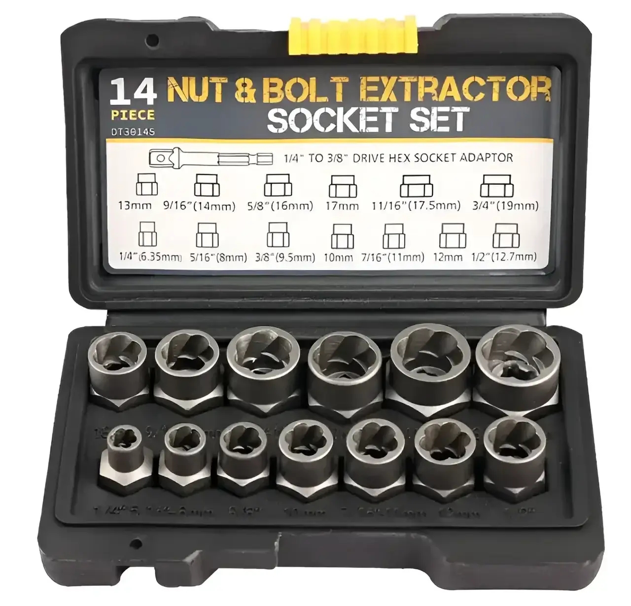Набір інструментів для видалення болтів і гайок 14 шт • Екстрактори Nut Extractor для пошкоджених кріплень