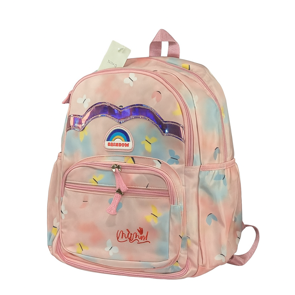 Дитячий шкільний рюкзак портфель Веселка NA-4 для дівчаток • Стильний рожевий портфель Rainbow