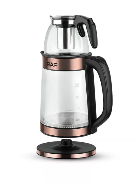 Електрочайник Hoffmans HM-7827 1800W • Скляний чайник із заварником 2,2 л + 0,5 л для швидких напоїв