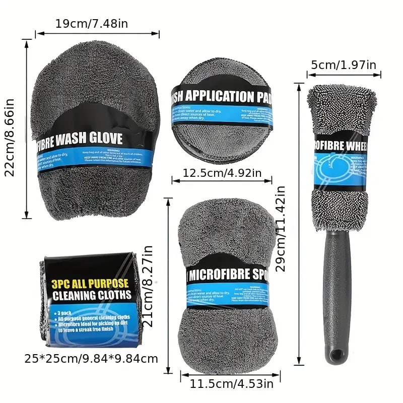 Набір рушників із мікрофібри 9 в 1 для миття автомобіля - мініатюра 6