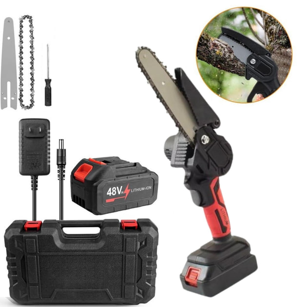 Мініпила Mini Electric Chain Saw1 48V у кейсі з 2 акумуляторами - мініатюра 9