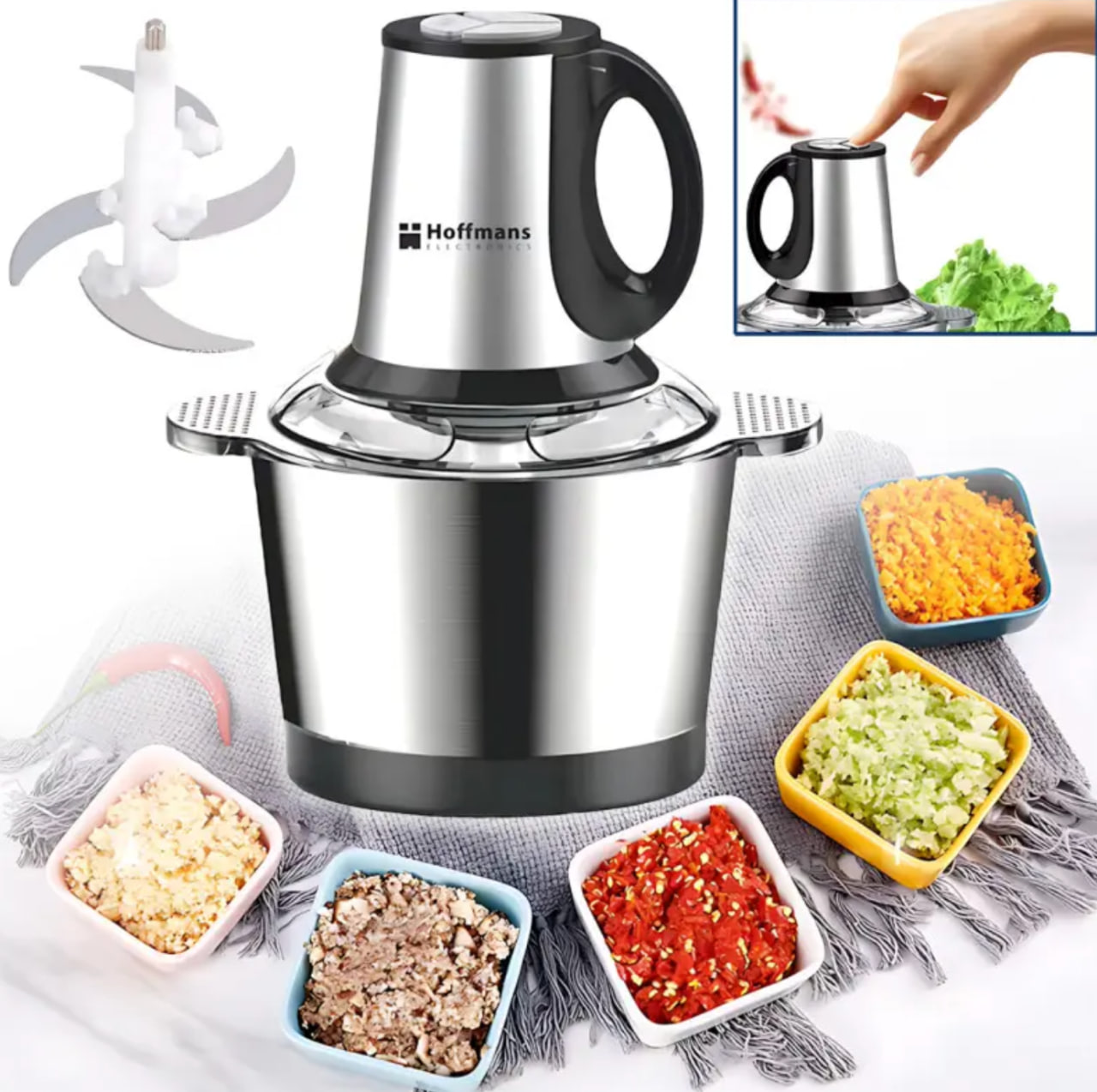 Електричний подрібнювач 1800Вт Hoffmans Electronics HM-8829 - мініатюра 4