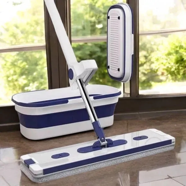 Комплект для миття підлоги 2 в 1 — швабра + складане відро - мініатюра 2
