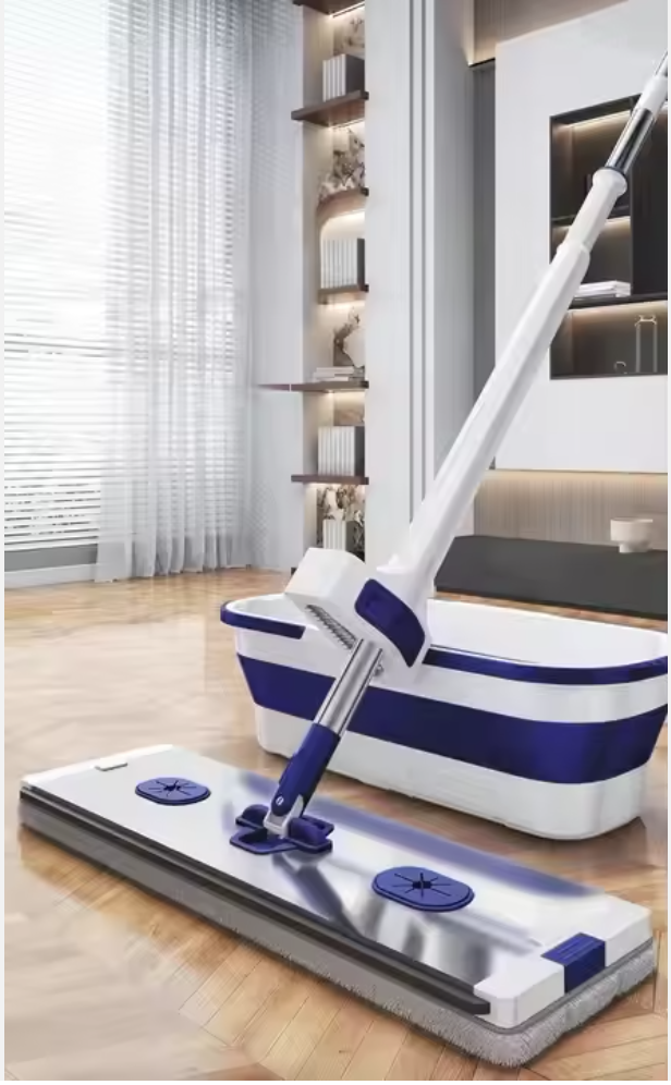 Комплект для миття підлоги 2 в 1 — швабра + складане відро - мініатюра 4