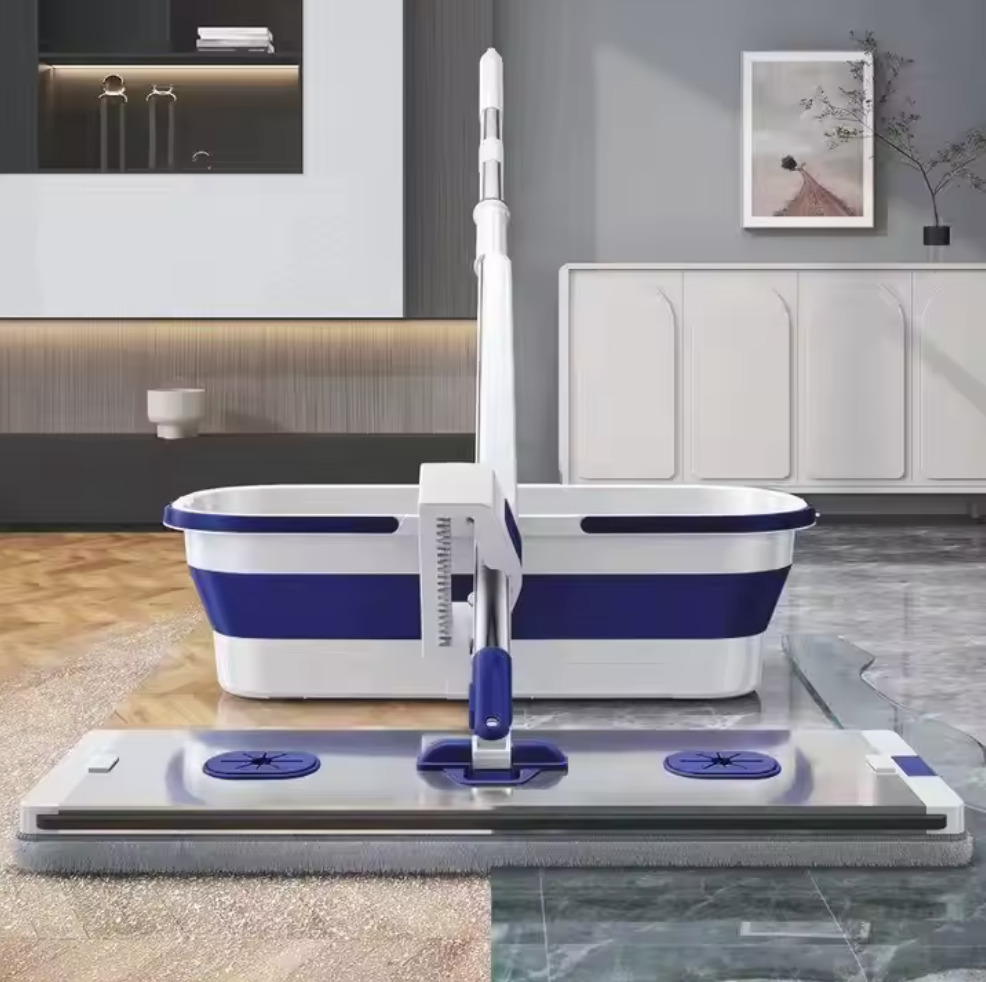 Комплект для миття підлоги 2 в 1 — швабра + складане відро - мініатюра 5