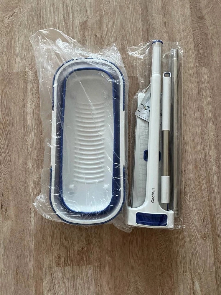 Комплект для миття підлоги 2 в 1 — швабра + складане відро - мініатюра 7