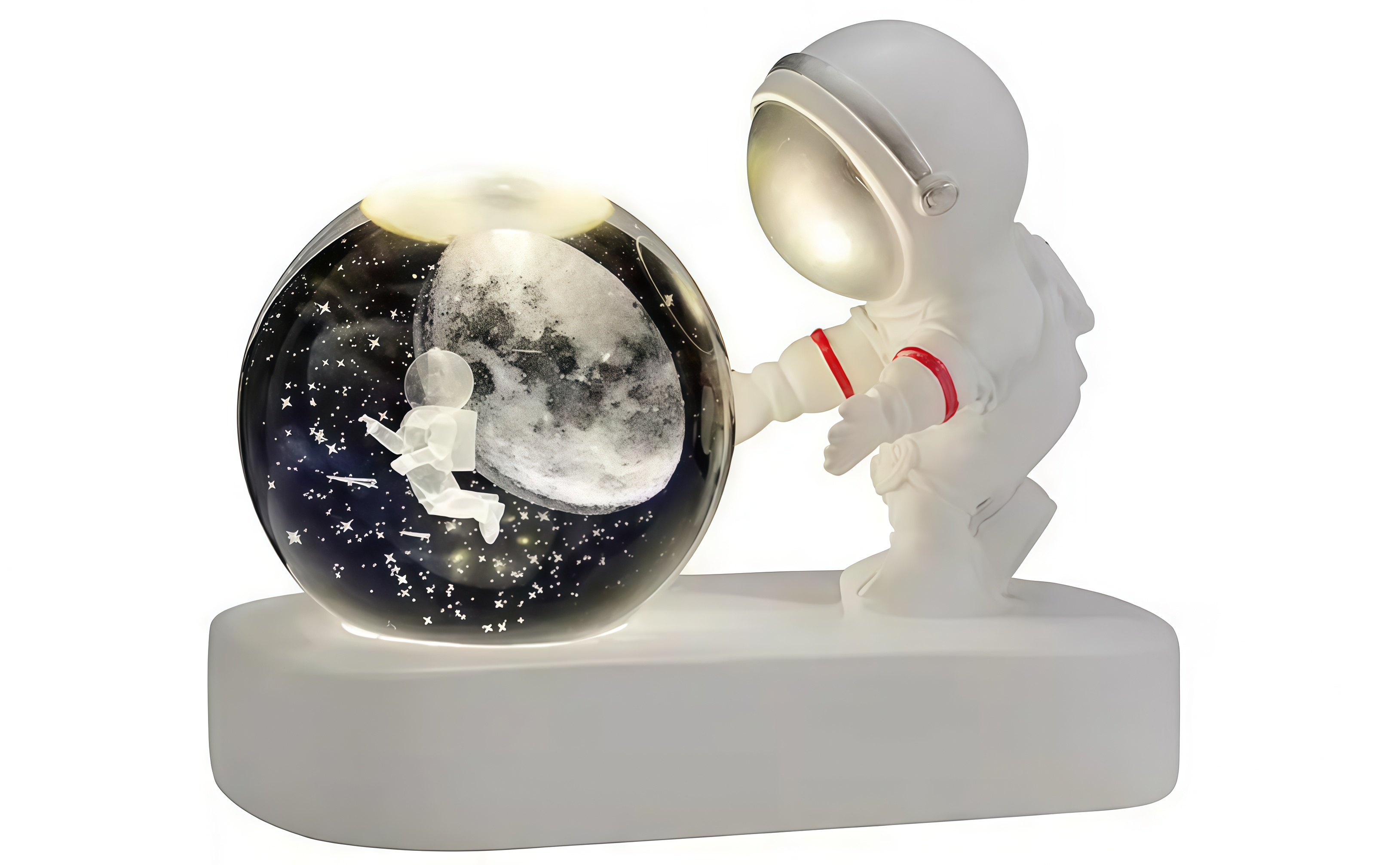 Нічник Космонавт з кристалічною сферою та LED-підсвіткою • Декоративний нічник для дитячої та спальні