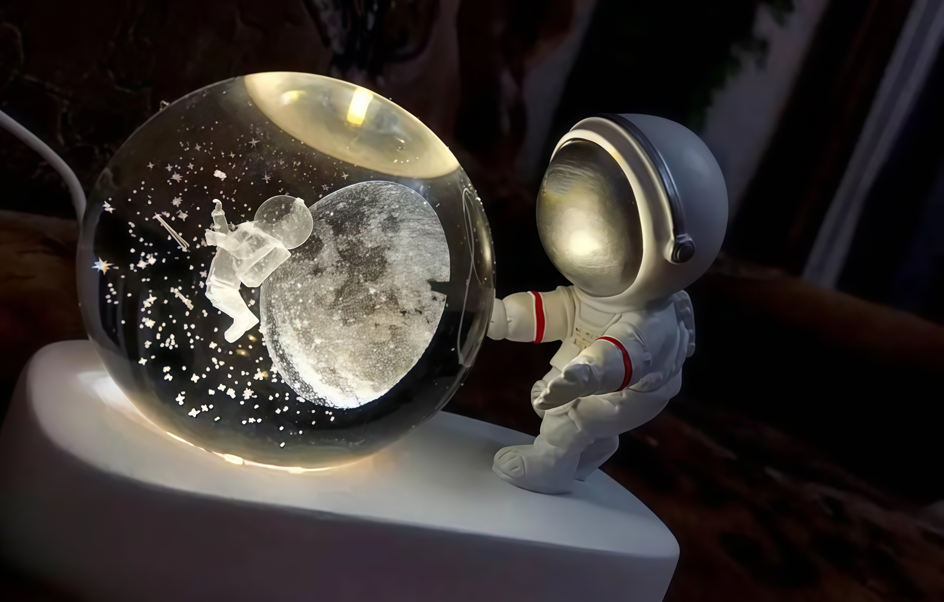 Нічник Космонавт з кристалічною сферою та LED-підсвіткою - мініатюра 2