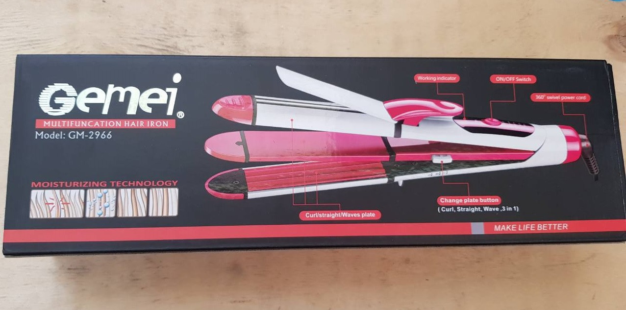Багатофункціональна плойка - стайлер для волосся Gemei GM-2966 Праска / щипці / гофре 3 в 1 - мініатюра 4