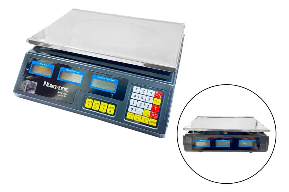 Ваги для магазину NK-50kg 4V Nokasonic з підсвіткою та акумулятором • Надійні торгові ваги для магазинів та кафе