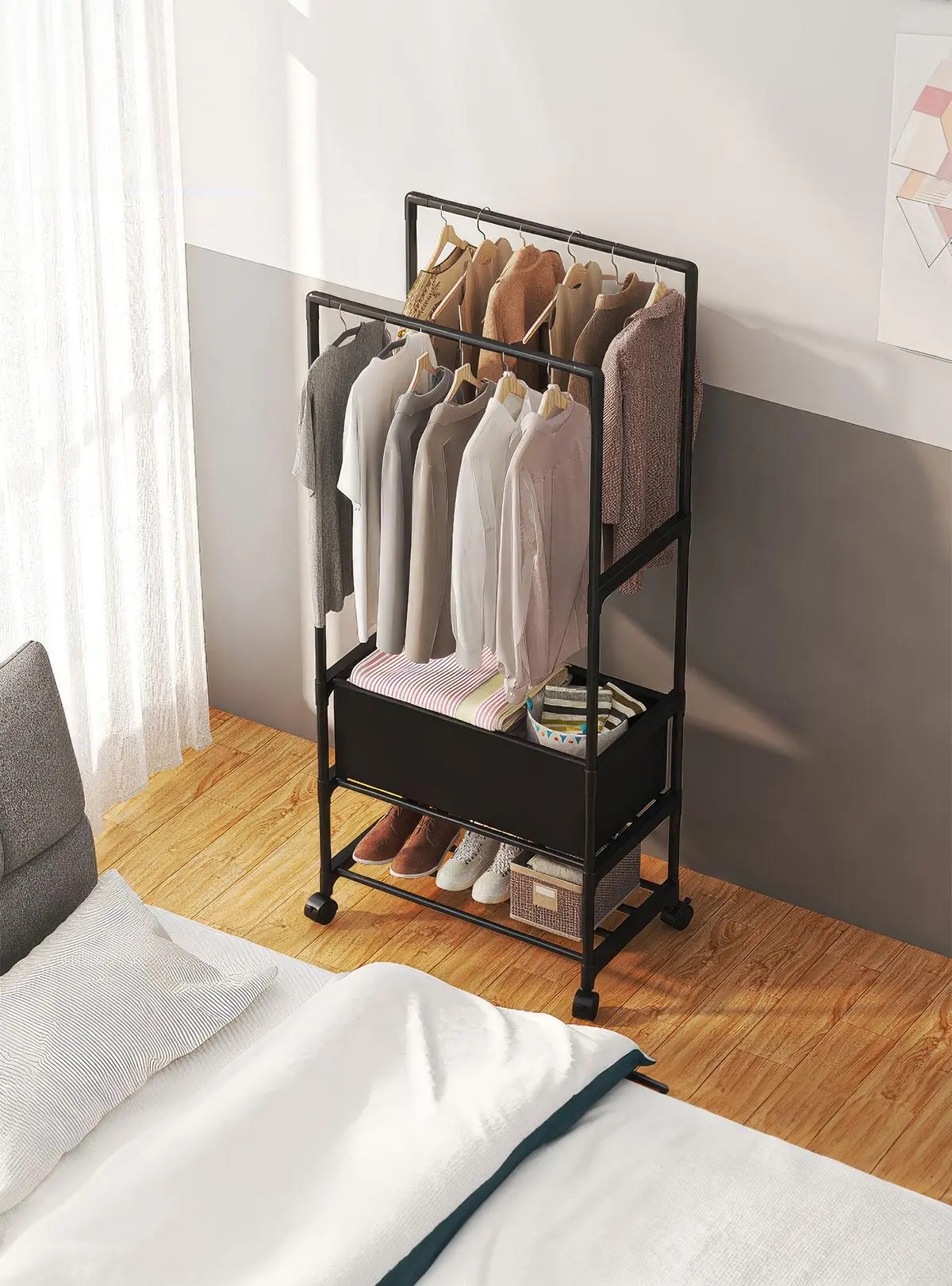 Стійка-вішалка на колесах для речей та взуття YH9918-3A - мініатюра 5