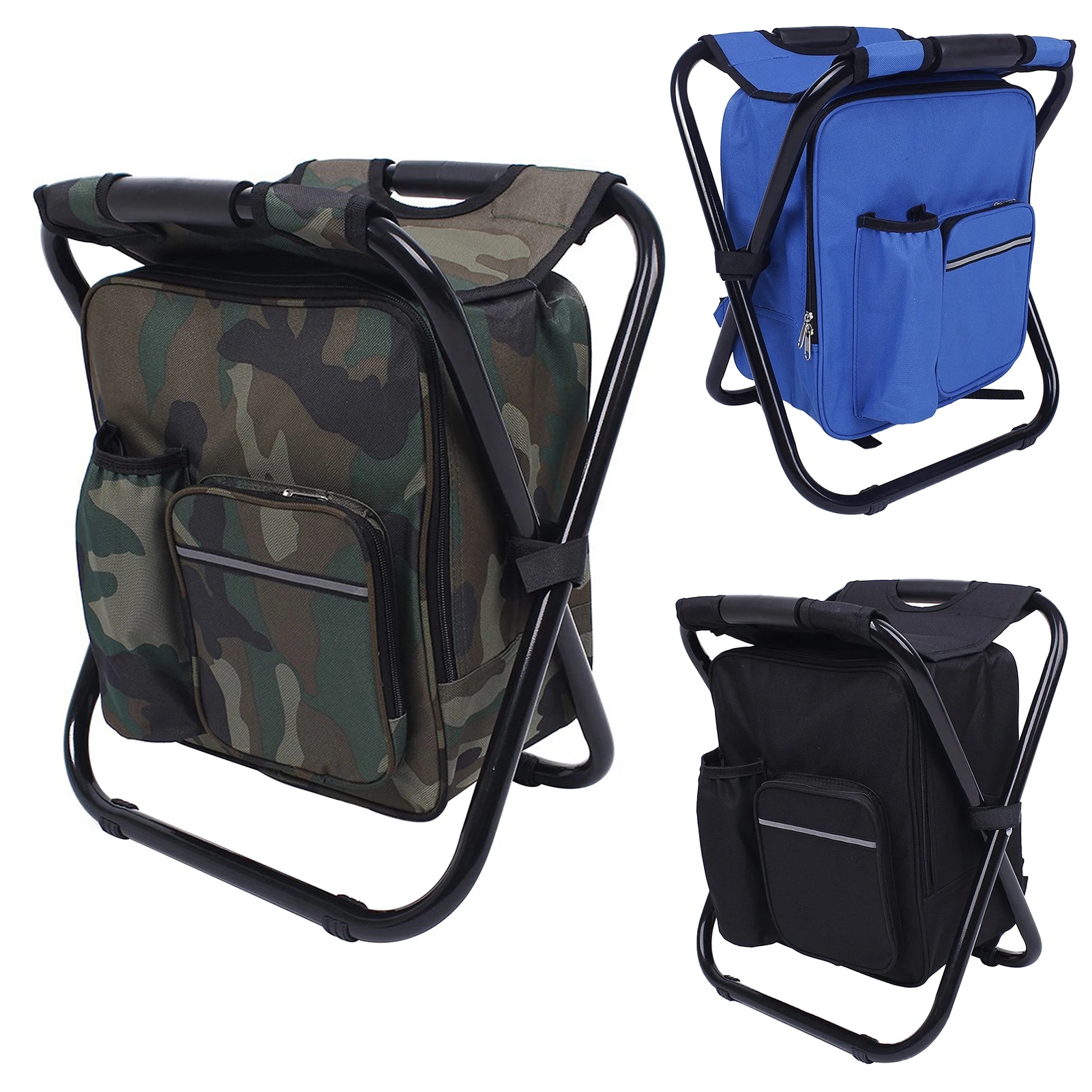 Складний стілець HX-30-19 з сумкою для пікніка та рибалки • Переносний розкладний стілець з вбудованою сумкою до 110 кг