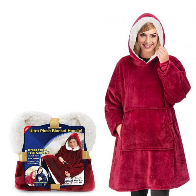 Плед-Толстовка з капюшоном і рукавами Huggle Hoodie Blanket 3-в-1 Унісекс • Теплий худі + Зігріваючий ковдру + Домашній халат