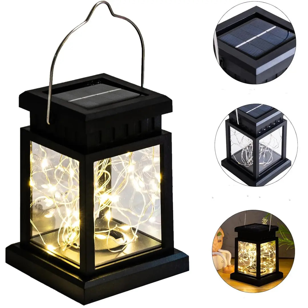 Вуличний декоративний світильник з сонячною панеллю HA-80 • Підвісний садовий ліхтар на сонячній енергії з 30 LED