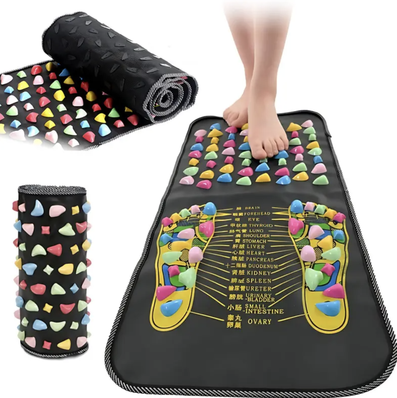 Масажний килимок для ніг з камінцями 35×70 см • Доріжка масажна для ніг та спини