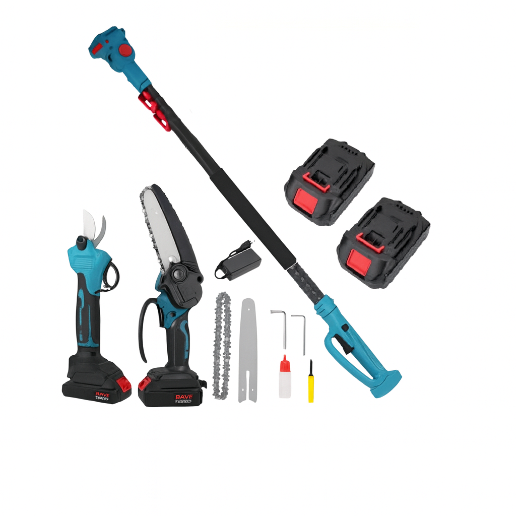 Набір садових інструментів 3в1 • Міні-пила, секатор та телескопічна штанга для саду