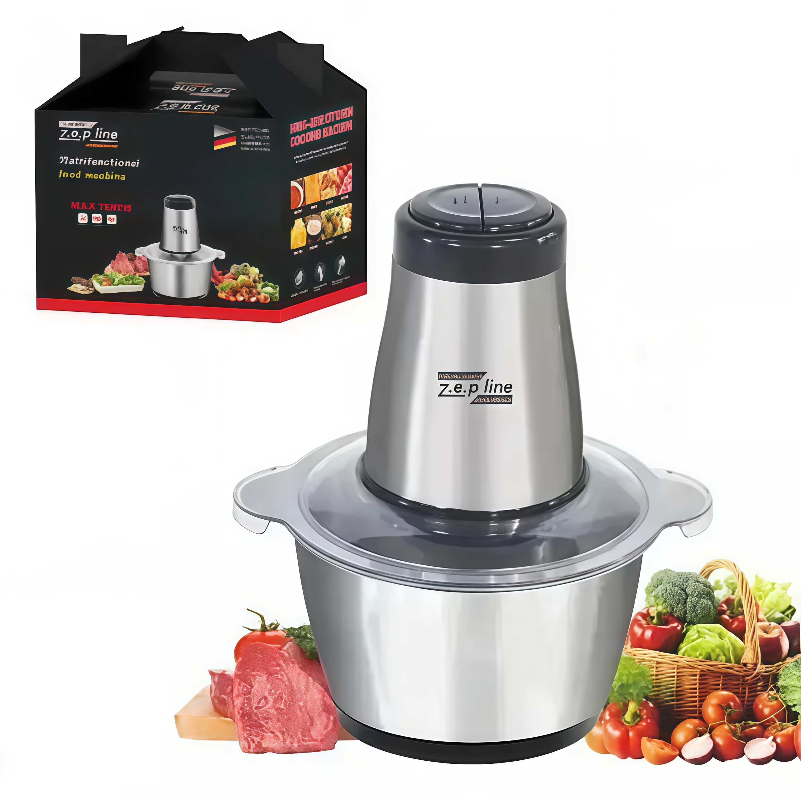 Блендер-подрібнювач Zepline ZP-051 • Потужний електричний чопер з чашею 2 л