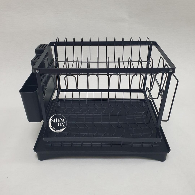 Двоярусна сушарка для посуду з піддоном і тримачем для столових приборів - мініатюра 6