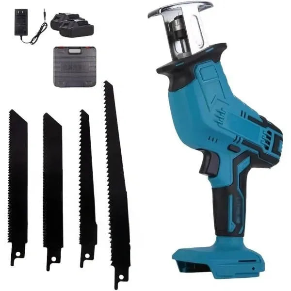 Сабельна пилка акумуляторна 48V з набором полотен і зарядкою в чемодані • Електропилка для різання дерева, металу та пластику