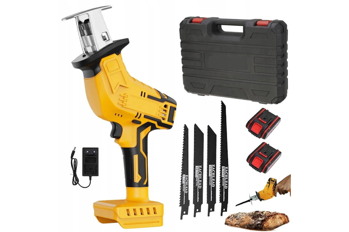 Сабельна пилка акумуляторна 48V з набором полотен і зарядкою в чемодані - мініатюра 3