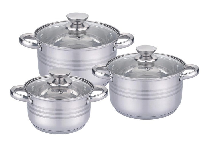 Набір каструль UNIQUE UN-5031 • Каструлі з нержавіючої сталі з капсульним дном 2,1 л, 2,9 л, 3,9 л