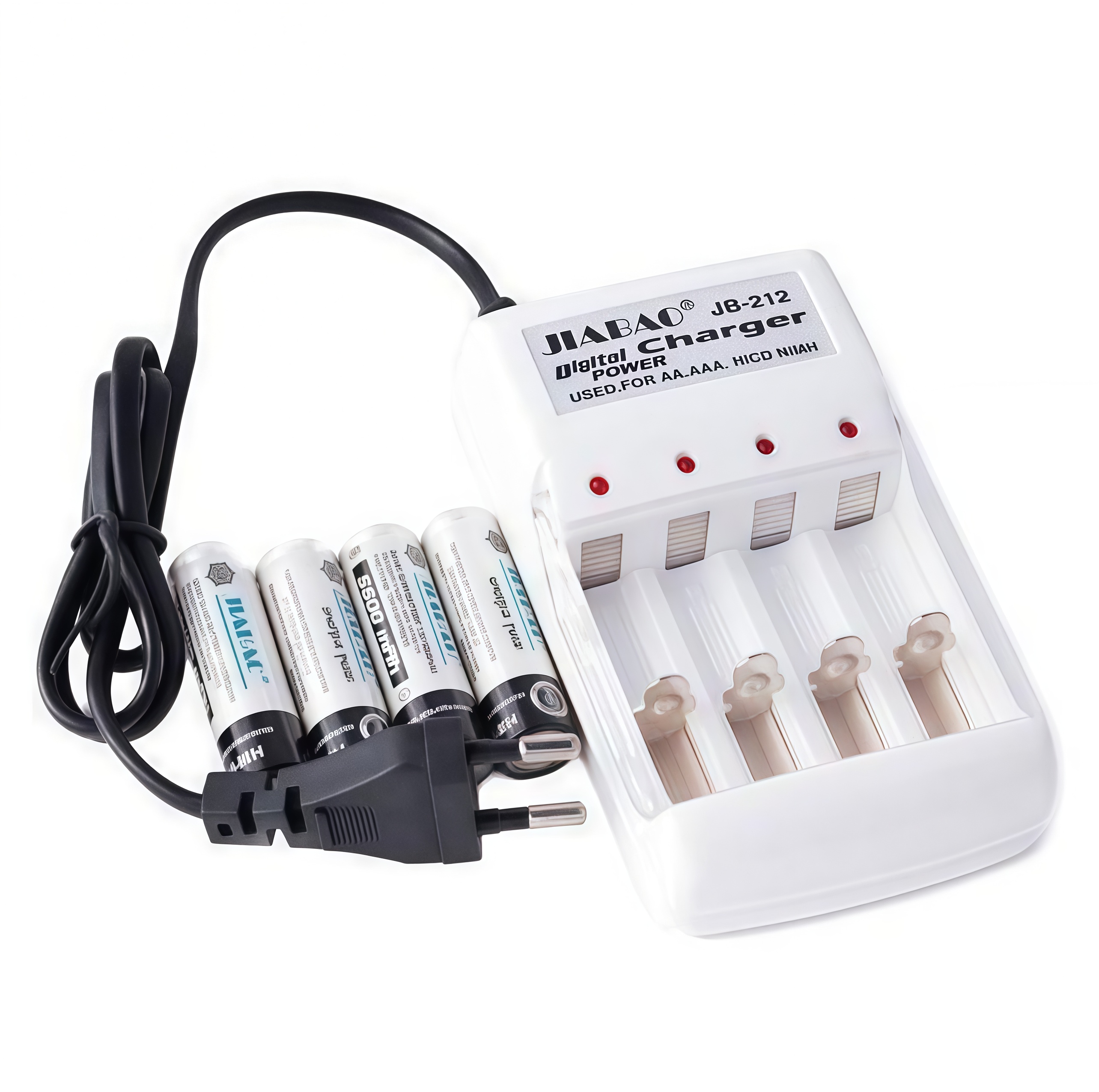 Комплект акумуляторних мікропальчикових батарейок 4 шт + зарядний пристрій • НАБІР 4 акумулятора з зарядним пристроєм JIABAO JB-212