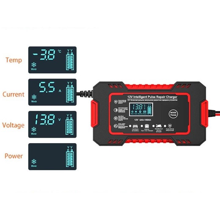 Інтелектуальний зарядний пристрій EAFC 12V 6A для авто і мото акумуляторів - мініатюра 4