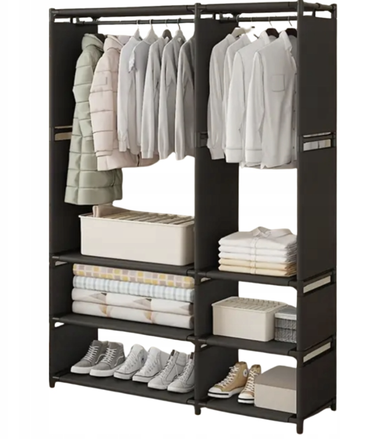 Велика складна текстильна шафа з полицями та штангою - мініатюра 3