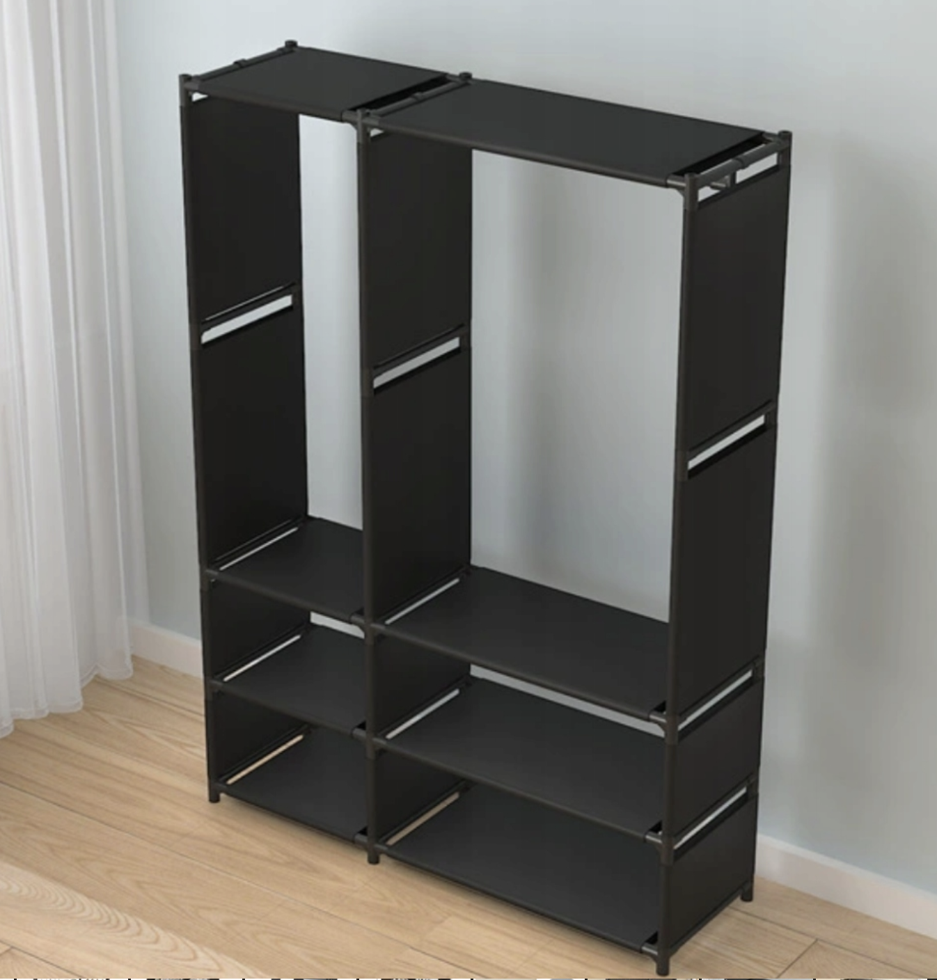 Велика складна текстильна шафа з полицями та штангою - мініатюра 5