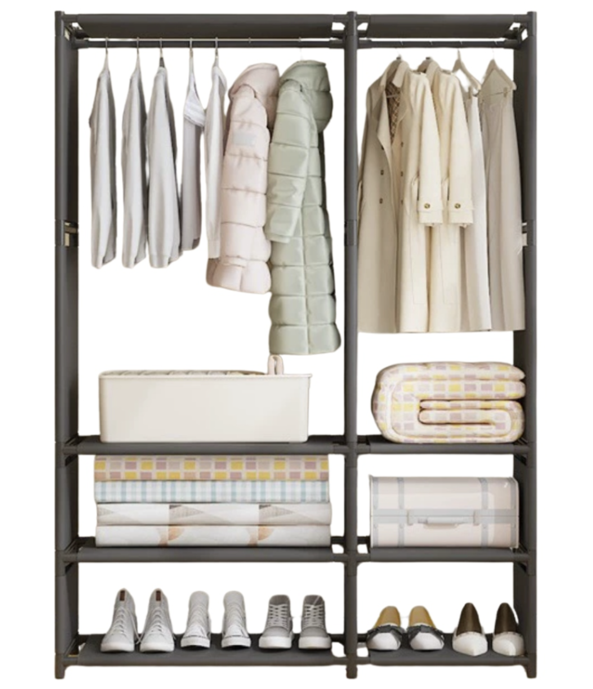 Велика складна текстильна шафа з полицями та штангою - мініатюра 6