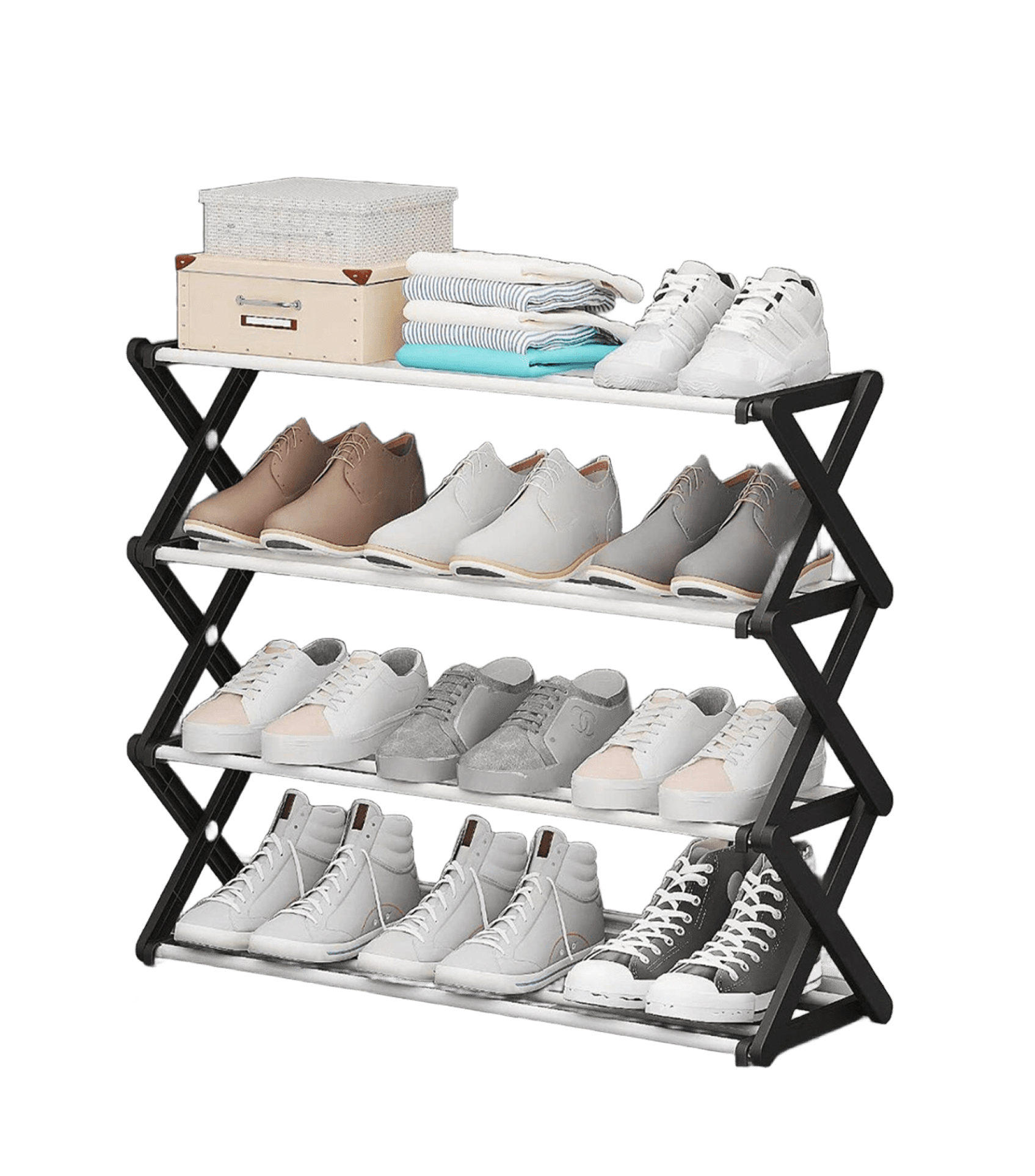 Полиця для взуття Shoe Rack 42 х 18,5 х 49,5 см • Стійка для взуття складна 4 яруси