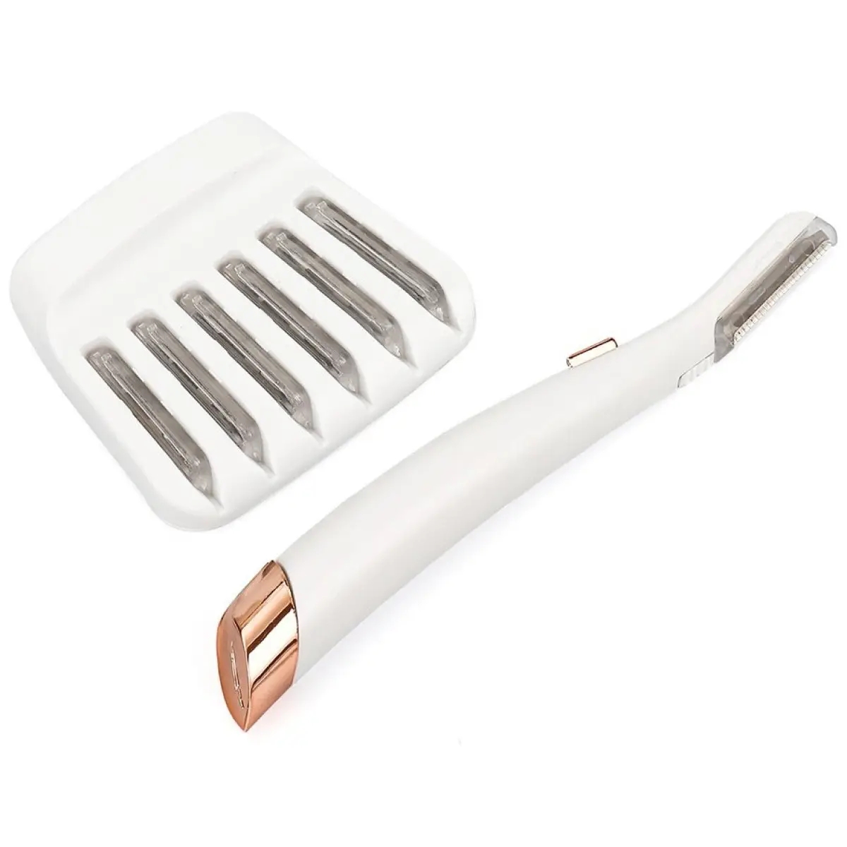 Портативний тріммер-епілятор для обличчя від батарейок Flawless Dermaplane • Тріммер для брів із підсвічуванням