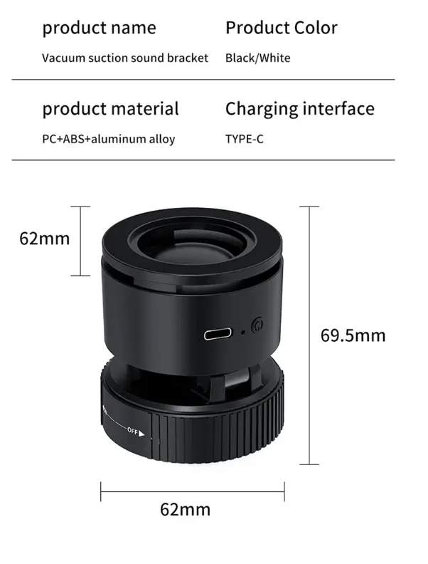 Магнітний тримач A01 для смартфонів та планшетів з Bluetooth-колонкою 3 Вт - мініатюра 4