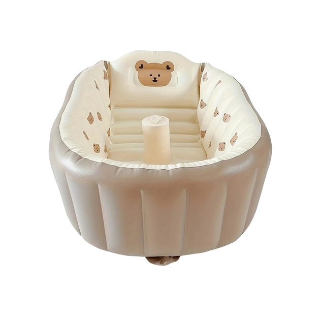 Портативна надувна ванна для купання малюків з антиковзним дном і насосом - мініатюра 3