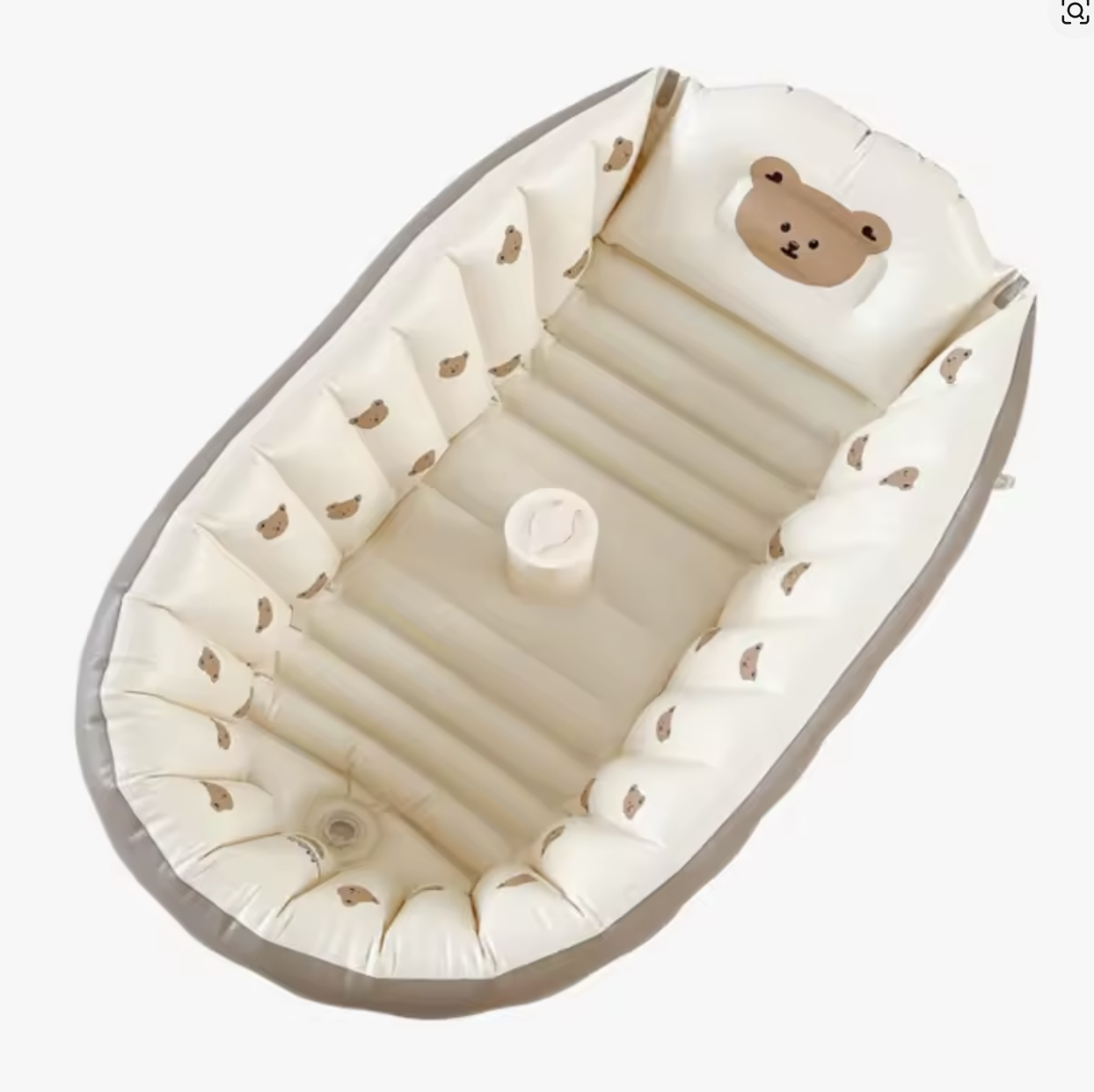 Портативна надувна ванна для купання малюків з антиковзним дном і насосом - мініатюра 6